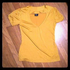 Mustard Yellow Retro Vibe Keyhole Top